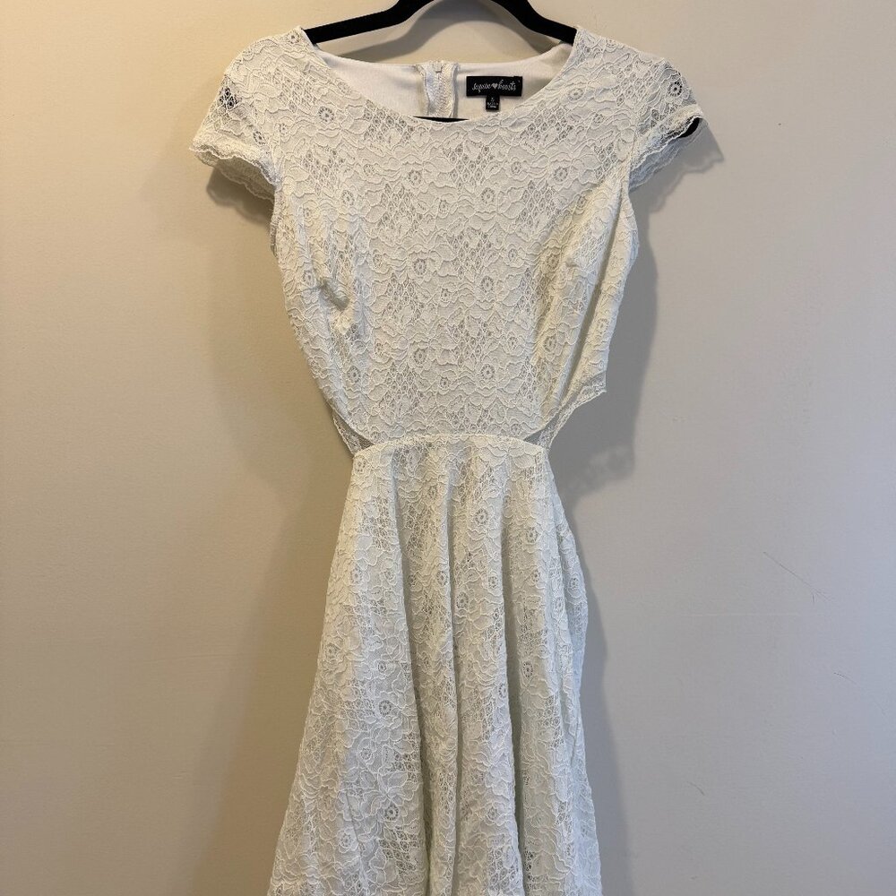 Open Back White Lace Mini Dress